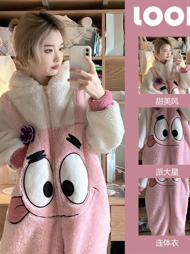SpongeBob SquarePants Patrick Star One Piece Pajamas Women's Autumn and Winter New Coral Fleece Thickened Home Clothes
SpongeBob SquarePants Patrick Star One Piece Pajamas Women's Autumn and Winter New Coral Fleece Thickened Home Clothes