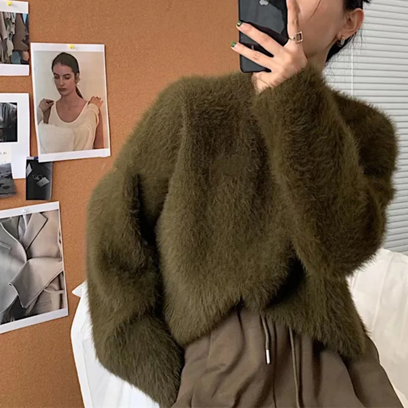 Round neck mink-like cashmere sweater women's new lazy wind loose Joker pullover sweater
Round neck mink-like cashmere sweater women's new lazy wind loose Joker pullover sweater