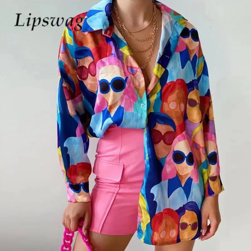 Новая модная блузка с мультяшным принтом, женская Свободная рубашка с отложным воротником и длинным рукавом, Женский однобортный Кардиган на весну и осень, блузы
Новая модная блузка с мультяшным принтом, женская Свободная рубашка с отложным воротником и длинным рукавом, Женский однобортный Кардиган на весну и осень, блузы