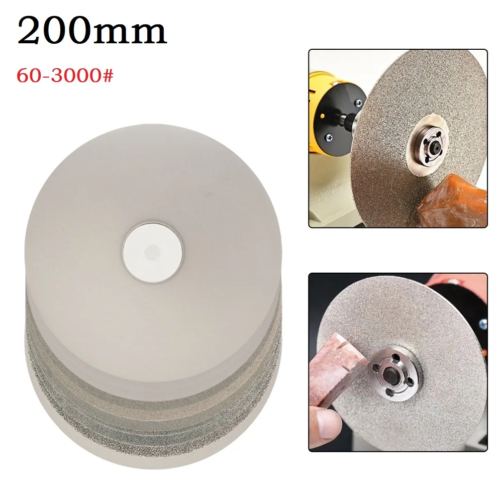 

1pc 8inch Diamond Coated Wheel Lapping Disc Flat Lap Wheel For Grinding Gemstone Jewelry Glass Rock Carving Power Tool Accessory