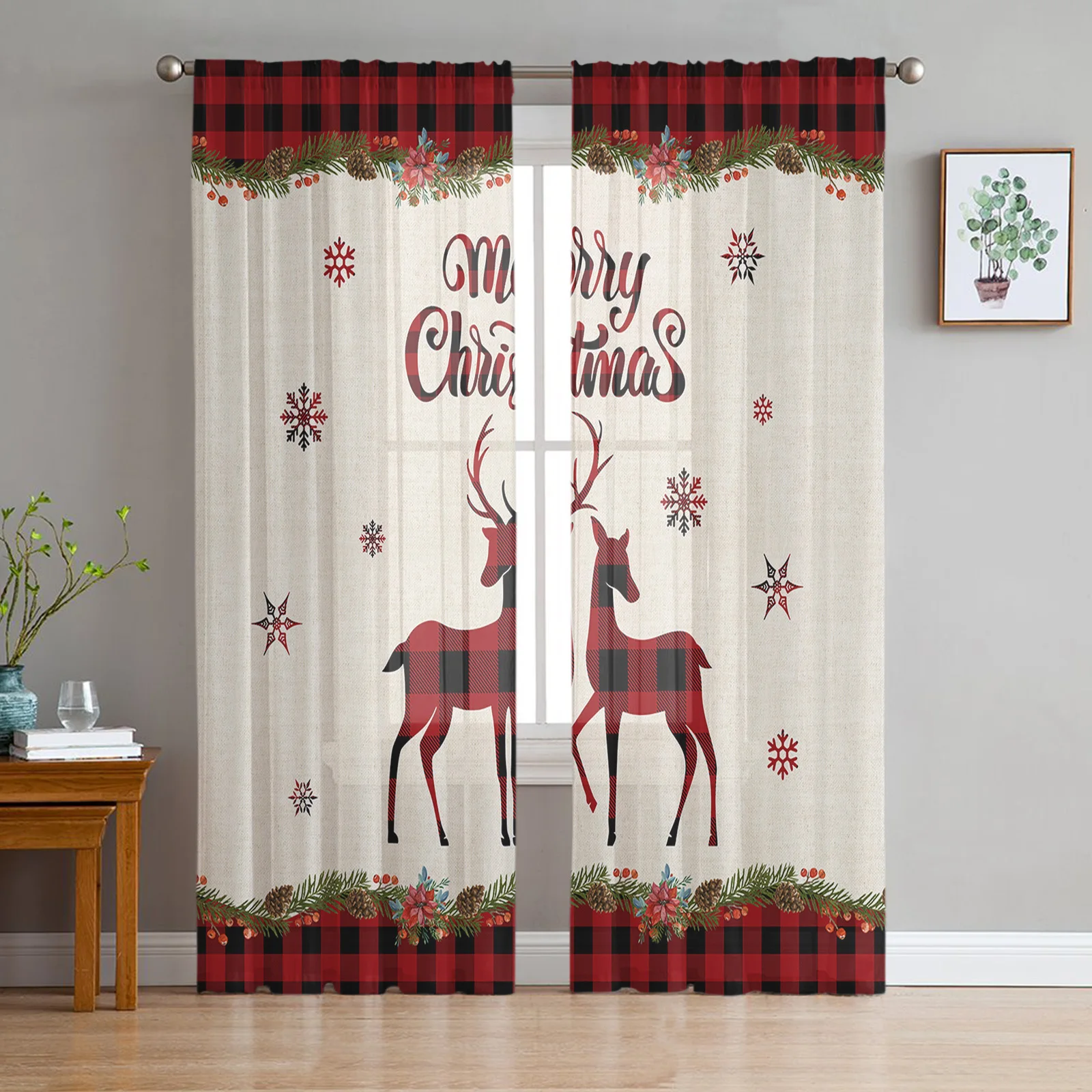 Рождественские снежинки Лось красные клетчатые тюлевые шторы для гостиной спальни украшение Прозрачная Вуаль оконные шторы вечерние зана...
Рождественские снежинки Лось красные клетчатые тюлевые шторы для гостиной спальни украшение Прозрачная Вуаль оконные шторы вечерние зана...