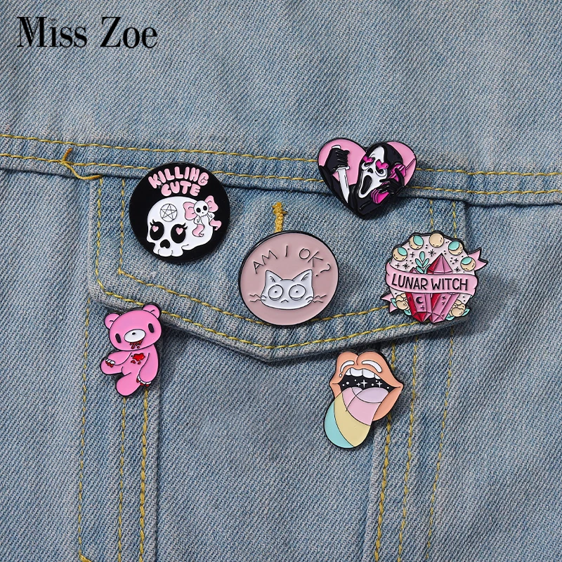 Killing Cute Enamel Pins Tongue Cat Lunar Witch Blood Bear Brooch Lapel Badges Pink Punk Gothic Jewelry Gift for Friends
Killing Cute Enamel Pins Tongue Cat Lunar Witch Blood Bear Brooch Lapel Badges Pink Punk Gothic Jewelry Gift for Friends