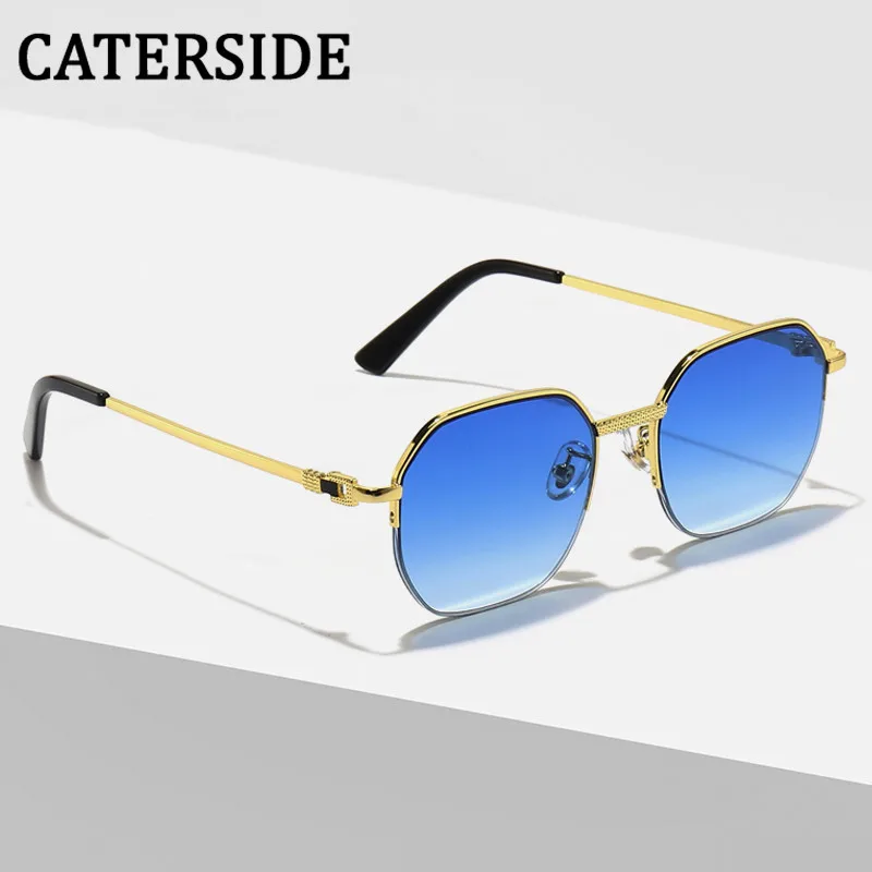 

CATERSIDE New Alloy Polygon Sunglasses Men Women Octagon Luxury Brand Goggle Sun Glasses Retro Vintage Ladies Gafas De Sol UV400