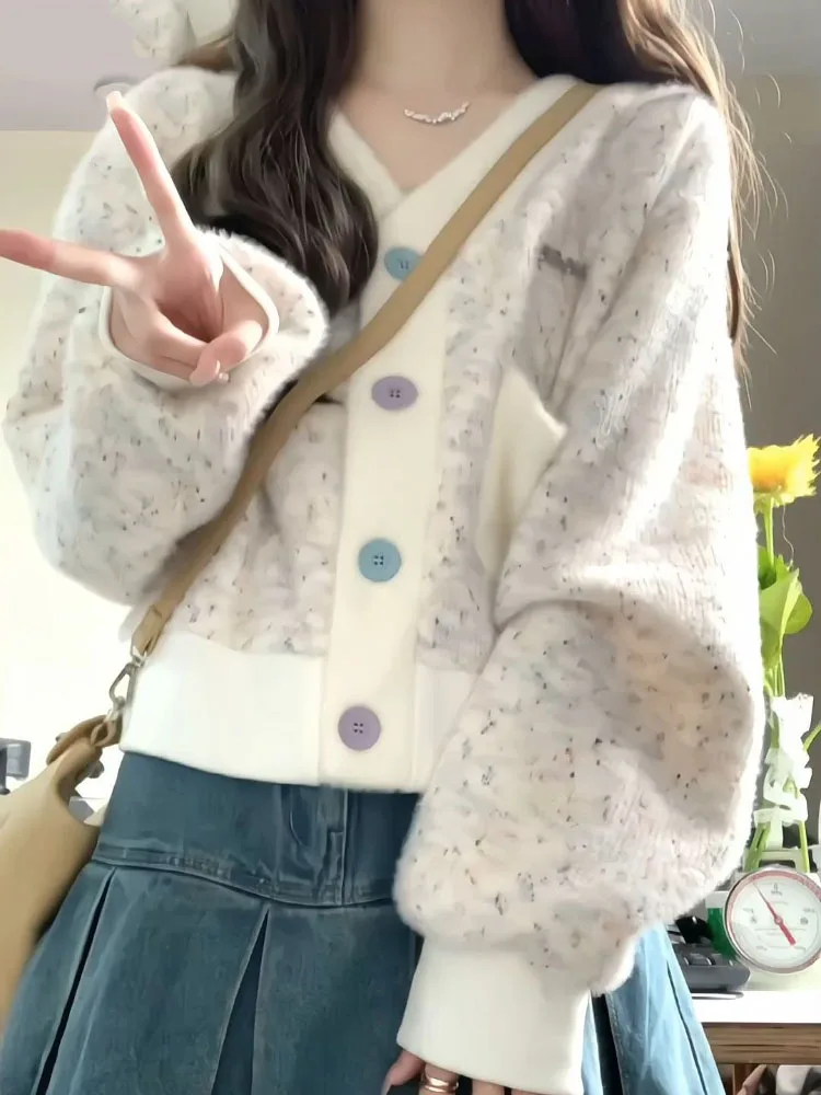 Y2K Aesthetic Korean Fashion Cropped Cardigan V Neck Soft Dot Print Knitted Cardigan Harajuku Spring All Match Sweet Women Tops
Y2K Aesthetic Korean Fashion Cropped Cardigan V Neck Soft Dot Print Knitted Cardigan Harajuku Spring All Match Sweet Women Tops