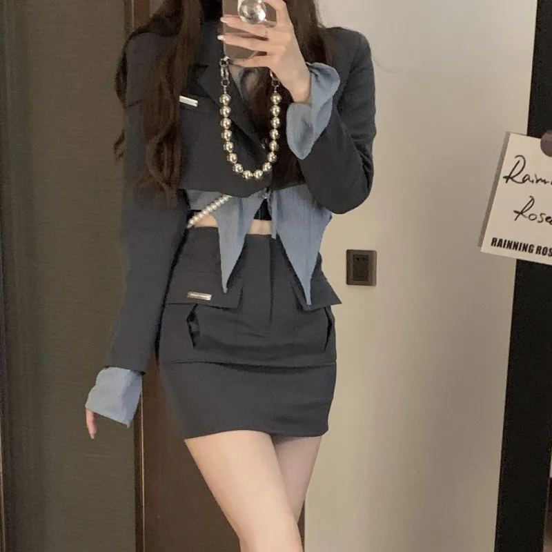 2022 Autumn Women Suits Short Jacket + Skirt Ladies 2 Piece Set Preppy Casual Fashion Sexy Suits
2022 Autumn Women Suits Short Jacket + Skirt Ladies 2 Piece Set Preppy Casual Fashion Sexy Suits