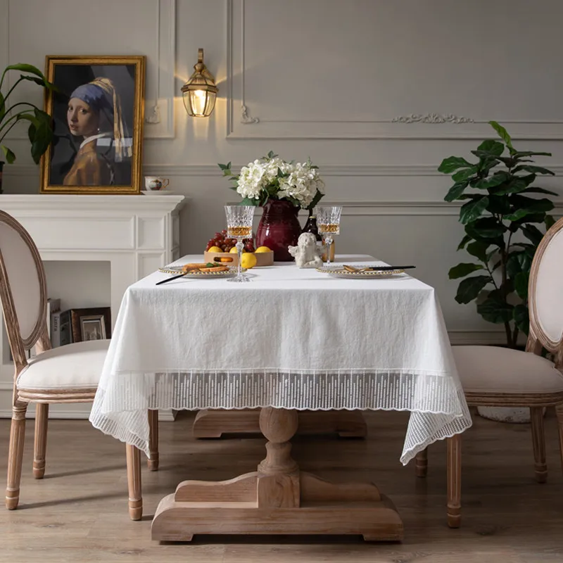 White Meteor lace Edge Table Cover French Style Round Cotton Tablecloth,for Kitchen Dining Room Party Holiday Tabletop Decor 
White Meteor lace Edge Table Cover French Style Round Cotton Tablecloth,for Kitchen Dining Room Party Holiday Tabletop Decor