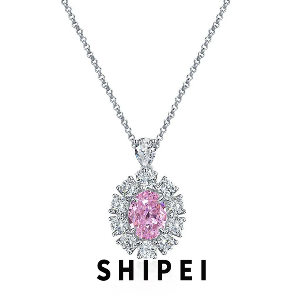 

SHIPEI 925 Sterling Silver Crushed Ice Cut 4 CT Pink Sapphire Ruby Citrine Aquamarine Women Necklace Pendant Jewelry Wholesale