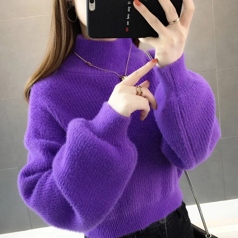 Short Sweater Purple Solid Kawaii Soft Woolen Winter Girls Mohair Autumn Pullover Lantern Sleeves Tops Cashmere Velvet knitted
Short Sweater Purple Solid Kawaii Soft Woolen Winter Girls Mohair Autumn Pullover Lantern Sleeves Tops Cashmere Velvet knitted
