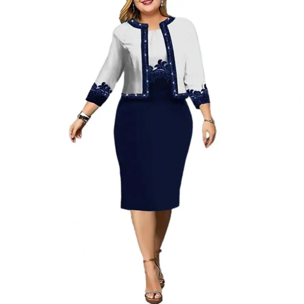 2 Pcs/Set Women Dress Set Slim Fit Flower Print Sheath Three Quarter Sleeves Knee Length Evening Dresses Summer Outfit Female
2 Pcs/Set Women Dress Set Slim Fit Flower Print Sheath Three Quarter Sleeves Knee Length Evening Dresses Summer Outfit Female