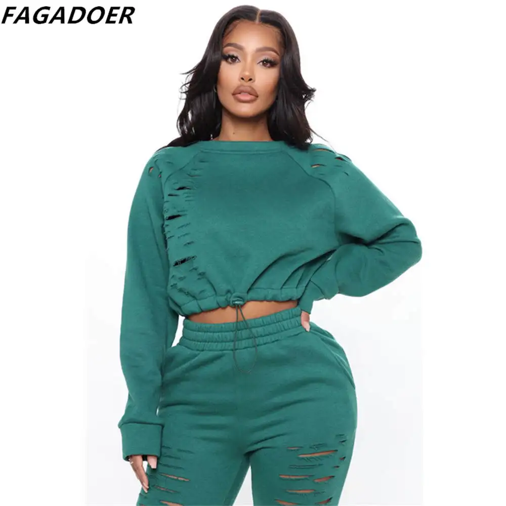 FAGADOER Casual Drawstring Hole Two Piece Sets Women Outfits Fall Winter Round Neck Long Sleeve Pullover+Jogger Pants Tracksuits
FAGADOER Casual Drawstring Hole Two Piece Sets Women Outfits Fall Winter Round Neck Long Sleeve Pullover+Jogger Pants Tracksuits