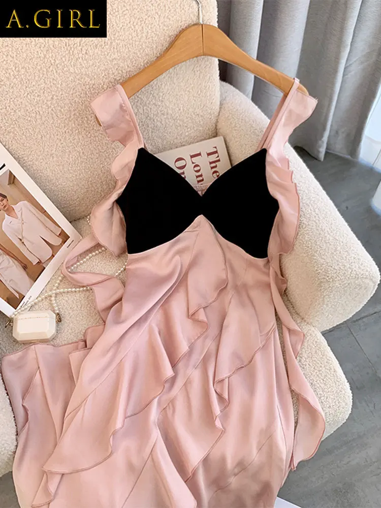 A GIRLS Women Summer Vintage Elegant Ruffles Patchwork Casual Party Sleeveless Camisole Suspender Pink Female Clothes
A GIRLS Women Summer Vintage Elegant Ruffles Patchwork Casual Party Sleeveless Camisole Suspender Pink Female Clothes