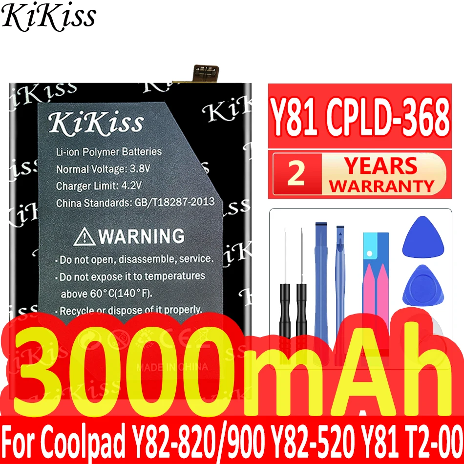 

KiKiss Powerful Battery Y 81 CPLD-368 CPLD368 CPLD 368 3000mAh for Coolpad Y82-820/900 Y82-520 Y81 T2-00 Batteries