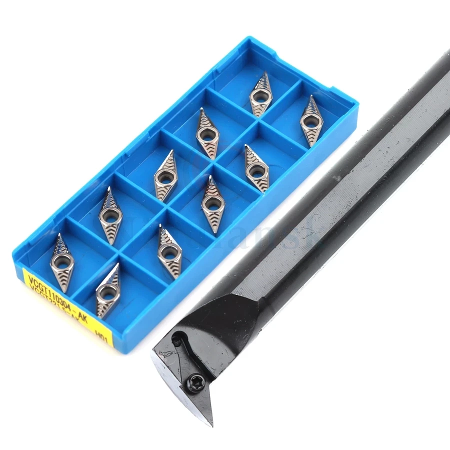 1pc S16Q/S20R-SVUCR11 CNC arbor inner hole boring turning tool cutting edge angle 95°+10pcs VCGT VCMT Carbide lathe inserts suit
1pc S16Q/S20R-SVUCR11 CNC arbor inner hole boring turning tool cutting edge angle 95°+10pcs VCGT VCMT Carbide lathe inserts suit