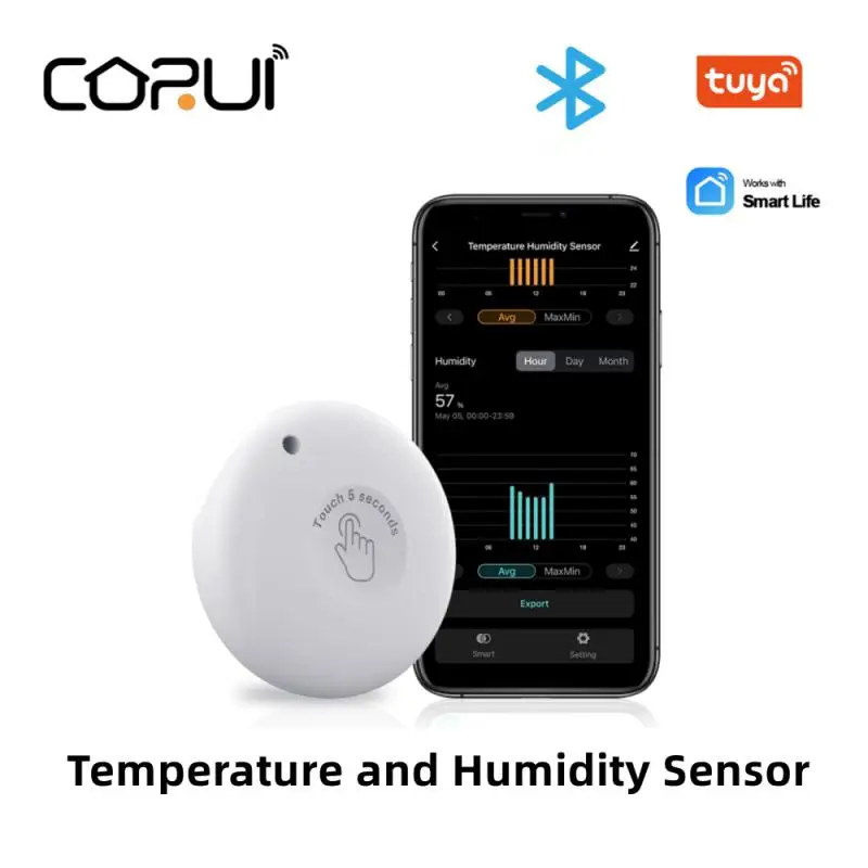 CORUI Bluetooth-compatible Tuya Temperature and Humidity Meter Sensor Smart Life Control Indoor Outdoor Thermometer Hygrometer
CORUI Bluetooth-compatible Tuya Temperature and Humidity Meter Sensor Smart Life Control Indoor Outdoor Thermometer Hygrometer