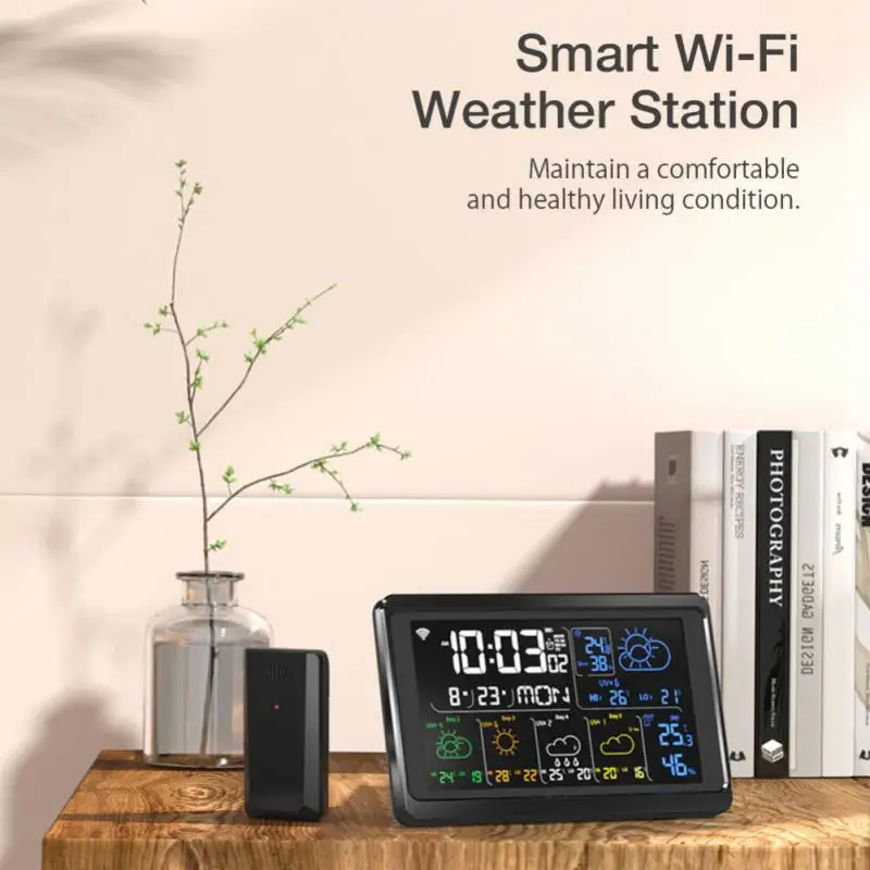 Wifi Tuya Outdoor Thermometer Hygrometer Alarm Clock Sensor Weather Station Calendar Comfort Desk Table Watch LCD Display
Wifi Tuya Outdoor Thermometer Hygrometer Alarm Clock Sensor Weather Station Calendar Comfort Desk Table Watch LCD Display