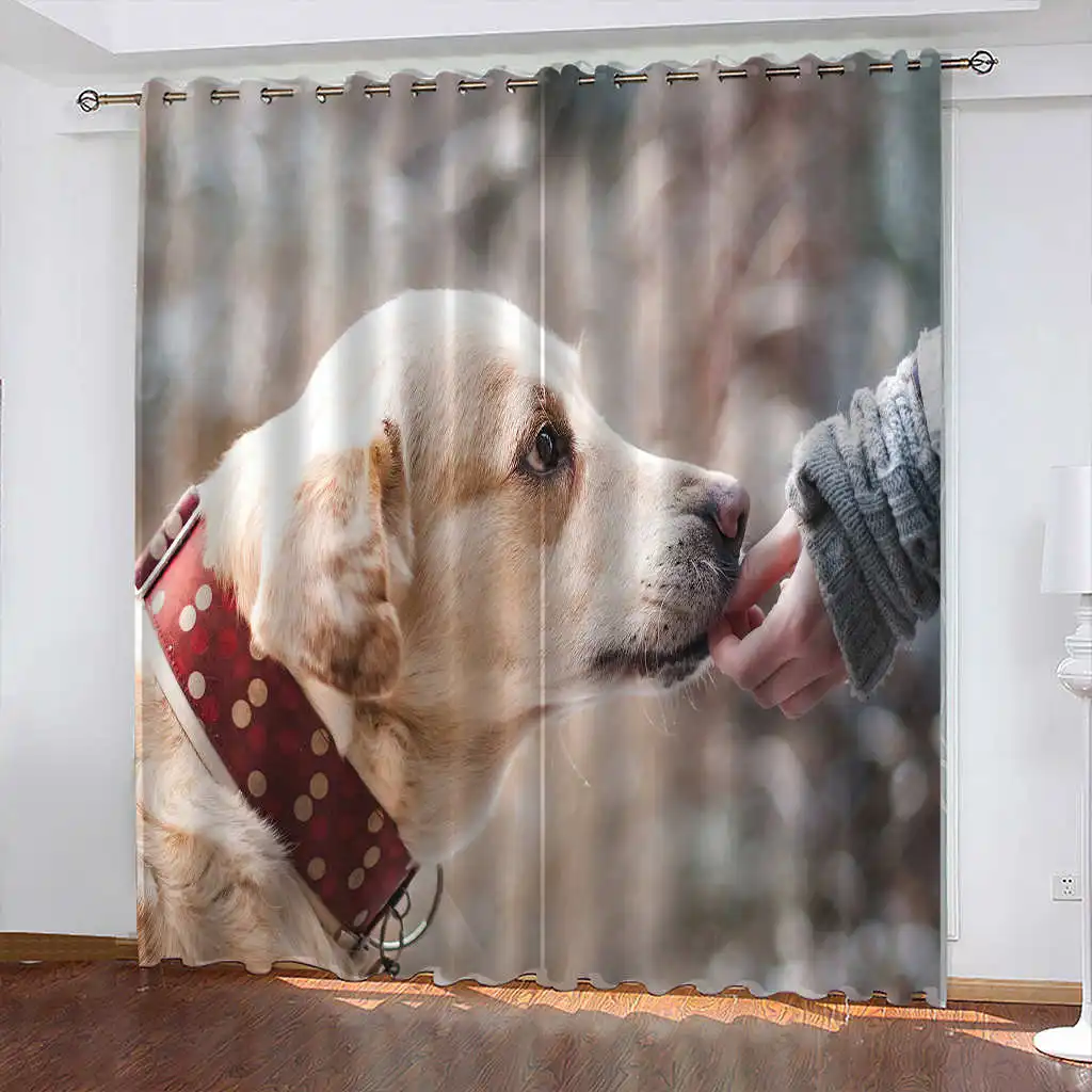 

Lion Dog 3D Printing Curtains Pet Living Room Blackout Curtains Bedroom Backdrop Curtain カーテン Cotinas De Sala