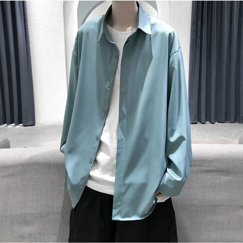 Рубашка мужская однотонная с длинным рукавом, свободная повседневная однобортная блуза в Корейском стиле, роскошная уличная одежда с воротником-стойкой
Рубашка мужская однотонная с длинным рукавом, свободная повседневная однобортная блуза в Корейском стиле, роскошная уличная одежда с воротником-стойкой