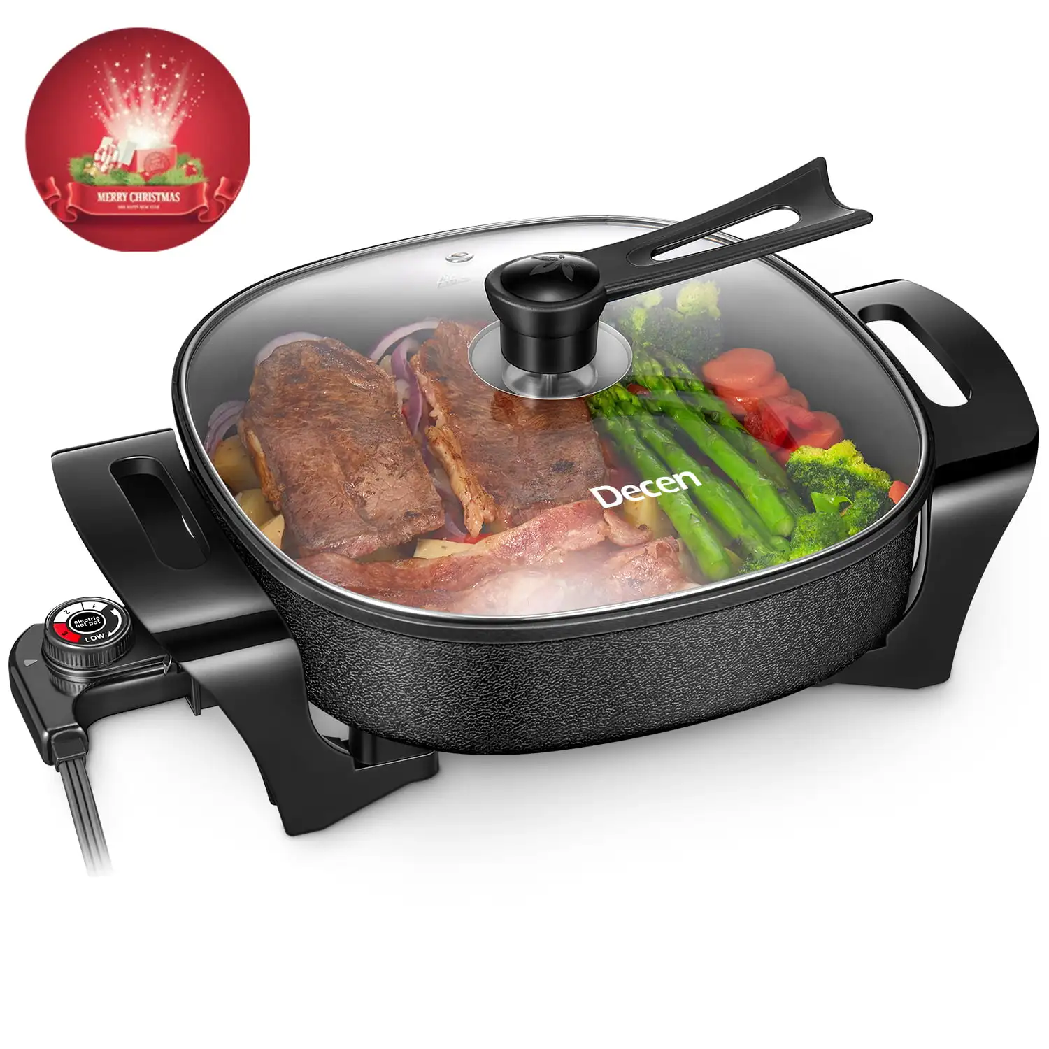 Electric Skillet, 12 inch Deep Non Stick Electric Skillet with Glass Cover, Skillet for kicthen, 1360W, Black
Electric Skillet, 12 inch Deep Non Stick Electric Skillet with Glass Cover, Skillet for kicthen, 1360W, Black