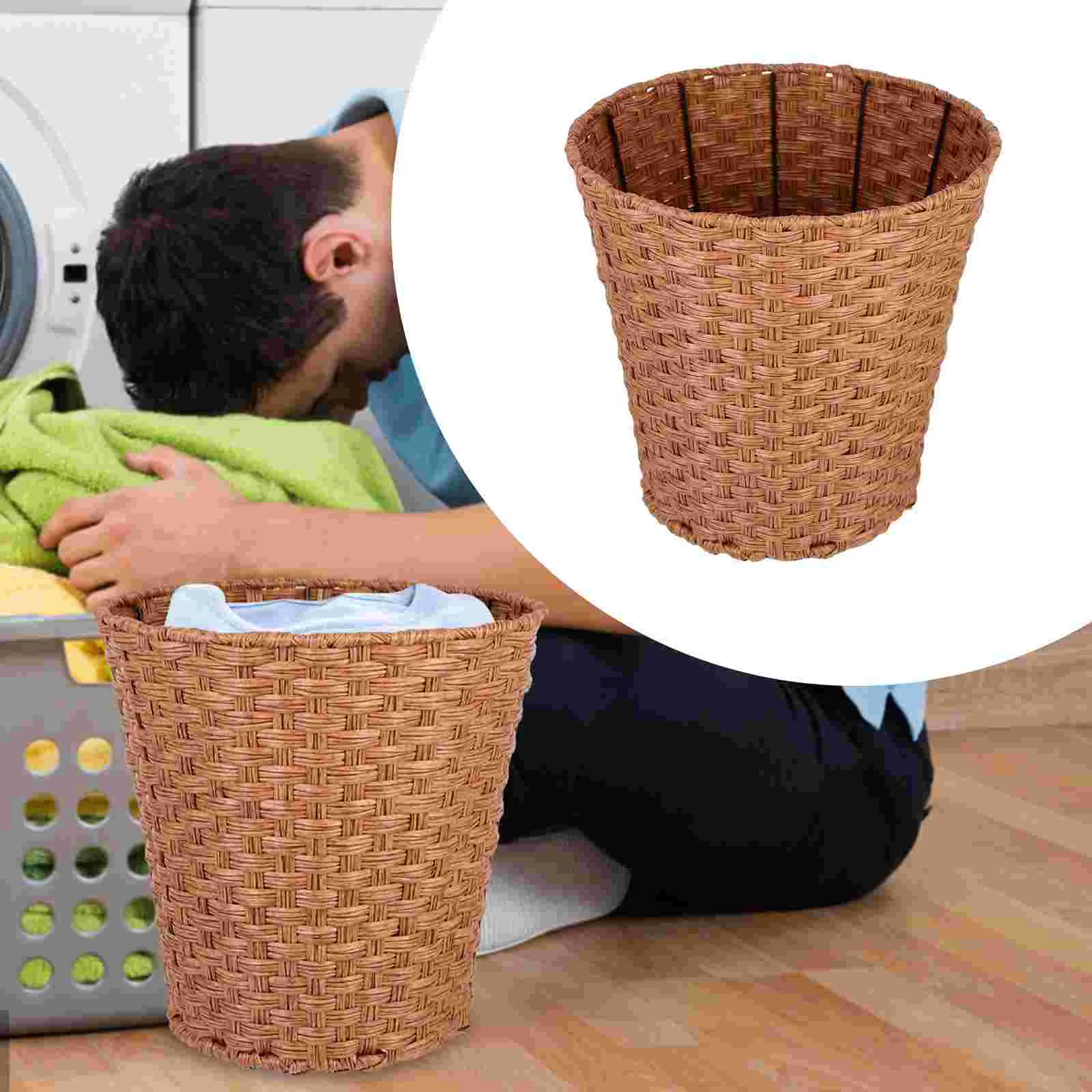 

Basket Storage Waste Woven Bin Baskets Wicker Hamper Clothes Trash Can Garbage Rattan Dirty Toy Decorative Sundries Laundry