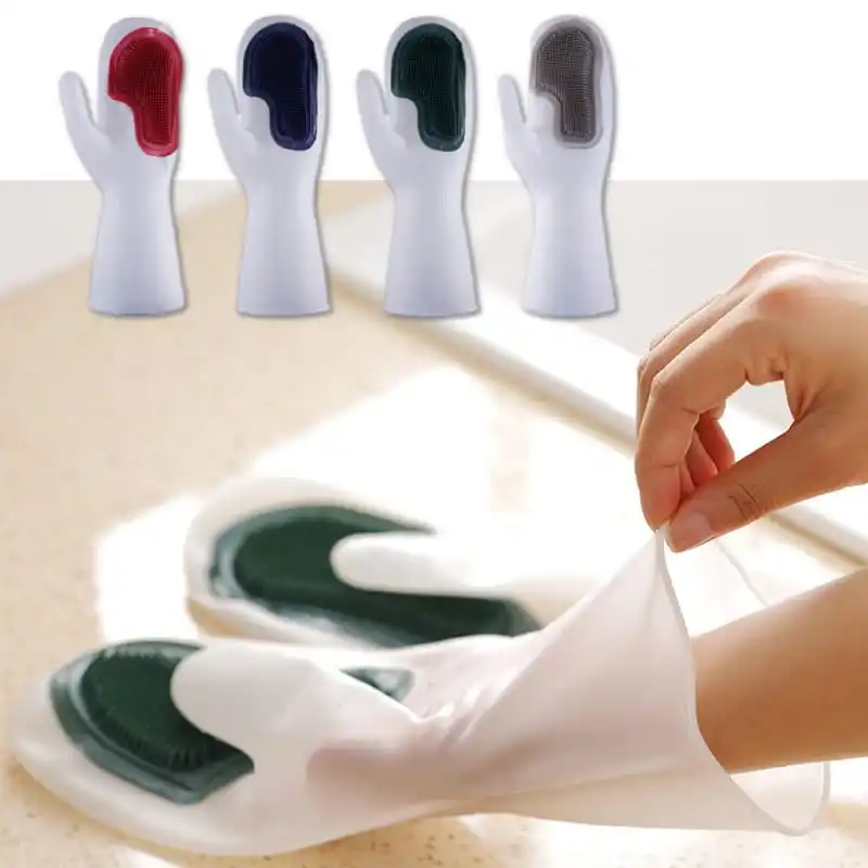 Magic Dishwashing Cleaning Gloves Whith Brush Silicone Rubber Sponge Glove Household Scrubber Kitchen Tableware Clean Tools New
Magic Dishwashing Cleaning Gloves Whith Brush Silicone Rubber Sponge Glove Household Scrubber Kitchen Tableware Clean Tools New