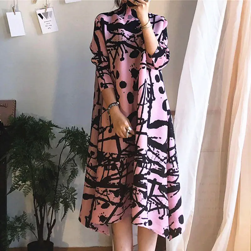2021 spring and summer fashion high-neck age reduction base new temperament printing loose pleated dress
2021 spring and summer fashion high-neck age reduction base new temperament printing loose pleated dress