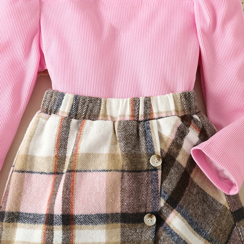 Toddler Baby Girl 2 Piece Plaid Skirt Fall Winter Outfits Long Sleeve Ribbed Tops Button Skirt Clothes Set
Toddler Baby Girl 2 Piece Plaid Skirt Fall Winter Outfits Long Sleeve Ribbed Tops Button Skirt Clothes Set