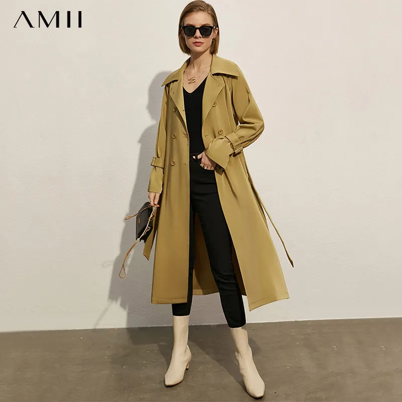 Amii Minimalism Spring New Temperament Women's Coat Causal Lapel Double Breasted Belt Loose Women's Trench Coat 12140255 
Amii Minimalism Spring New Temperament Women's Coat Causal Lapel Double Breasted Belt Loose Women's Trench Coat 12140255