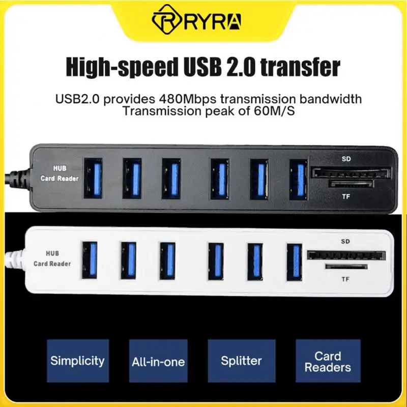 8-портовый Ультратонкий USB-разветвитель RYRA 2,0 для передачи данных, USB-разветвитель, кардридер для SD-и TF-карт, адаптер-расширитель для компьюте...
8-портовый Ультратонкий USB-разветвитель RYRA 2,0 для передачи данных, USB-разветвитель, кардридер для SD-и TF-карт, адаптер-расширитель для компьюте...