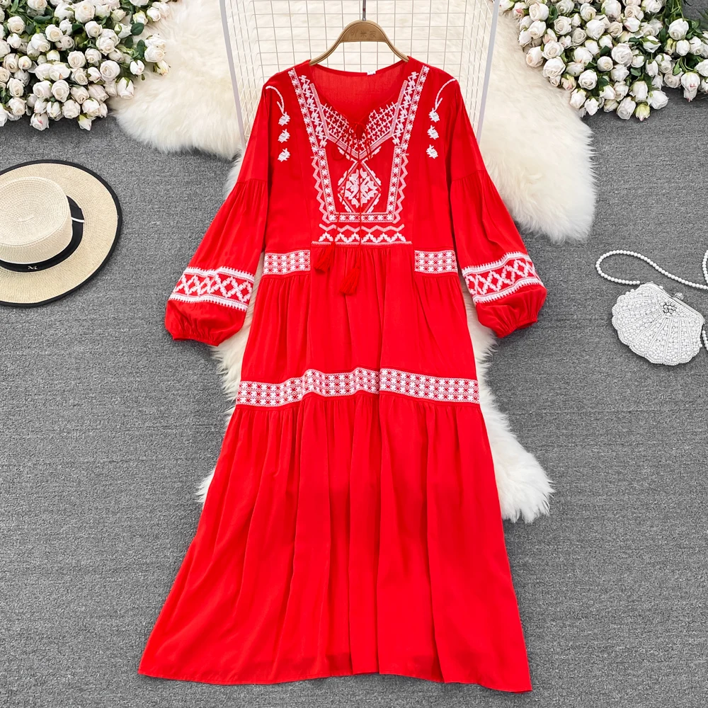 SuperAen Seaside Holiday Beach Dress Tourism Bohemian High Waist Korean Style Embroidery A-line Big Swing Dress Summer
SuperAen Seaside Holiday Beach Dress Tourism Bohemian High Waist Korean Style Embroidery A-line Big Swing Dress Summer
