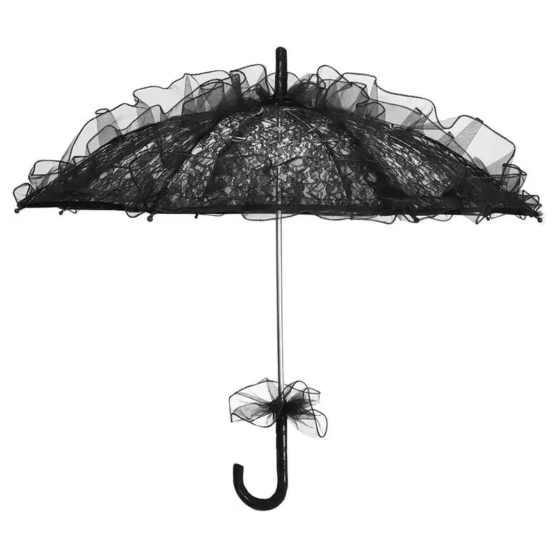 

Clear Victorian Umbrella Bride Parasol Parisol Umbrellas Gothic Vintage Party Women Sun Wedding Lace Goth Black Decor Embroidery