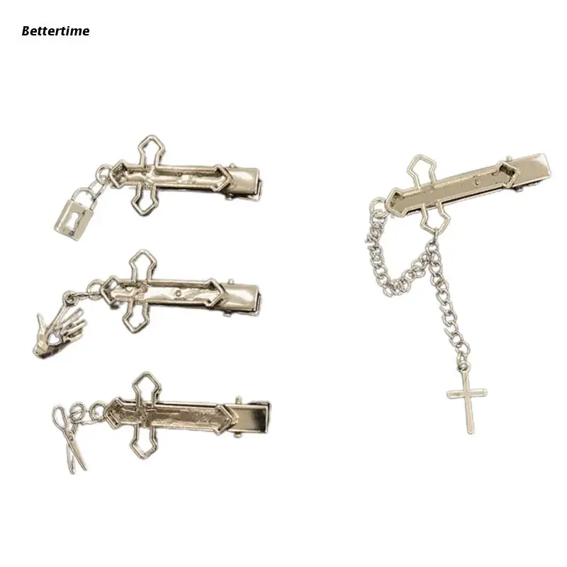 B36D Cross Hair Pins Cross Barrettes Harajuku Metal Chain Cross Hair Clips for Women Girl Punk Cool Simple Vintage Headwear
B36D Cross Hair Pins Cross Barrettes Harajuku Metal Chain Cross Hair Clips for Women Girl Punk Cool Simple Vintage Headwear