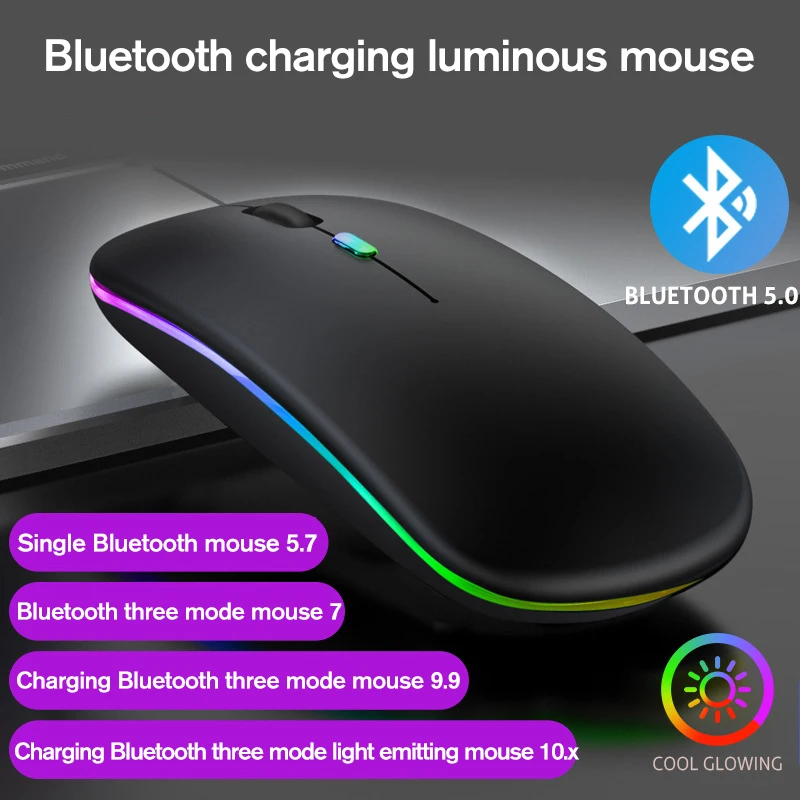 

Bluetooth Computer Mouse Wireless Mouse RGB Gaming Silent Rechargeable Ergonomic Mause With LED Backlit USB Mice For PC Laptop