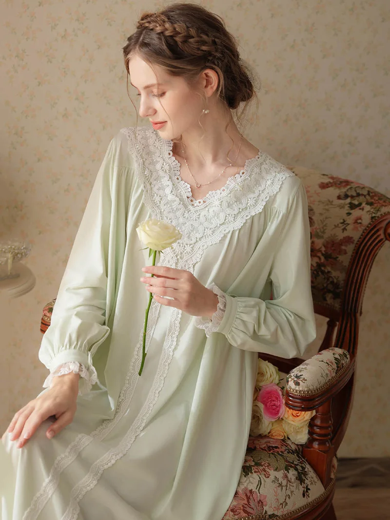 Women Pure Cotton Ruffles Vintage Nightgowns Nightie V-Neck Lace Long Dress Victorian Romantic Princess Sleepwear Nightdress
Women Pure Cotton Ruffles Vintage Nightgowns Nightie V-Neck Lace Long Dress Victorian Romantic Princess Sleepwear Nightdress