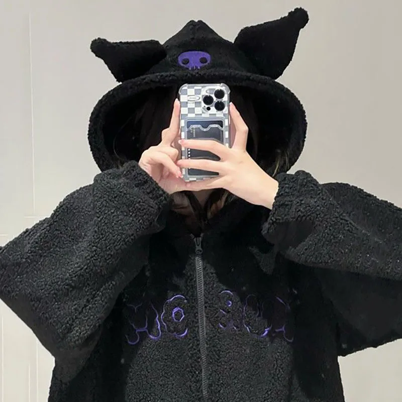Sanrio Cartoon Kuromi Clothes Women Black Embroidered Hoodie Y2K Cute Anime Tops Autumn Thin Jacket Girls Loose Sweatshirt Gift
Sanrio Cartoon Kuromi Clothes Women Black Embroidered Hoodie Y2K Cute Anime Tops Autumn Thin Jacket Girls Loose Sweatshirt Gift