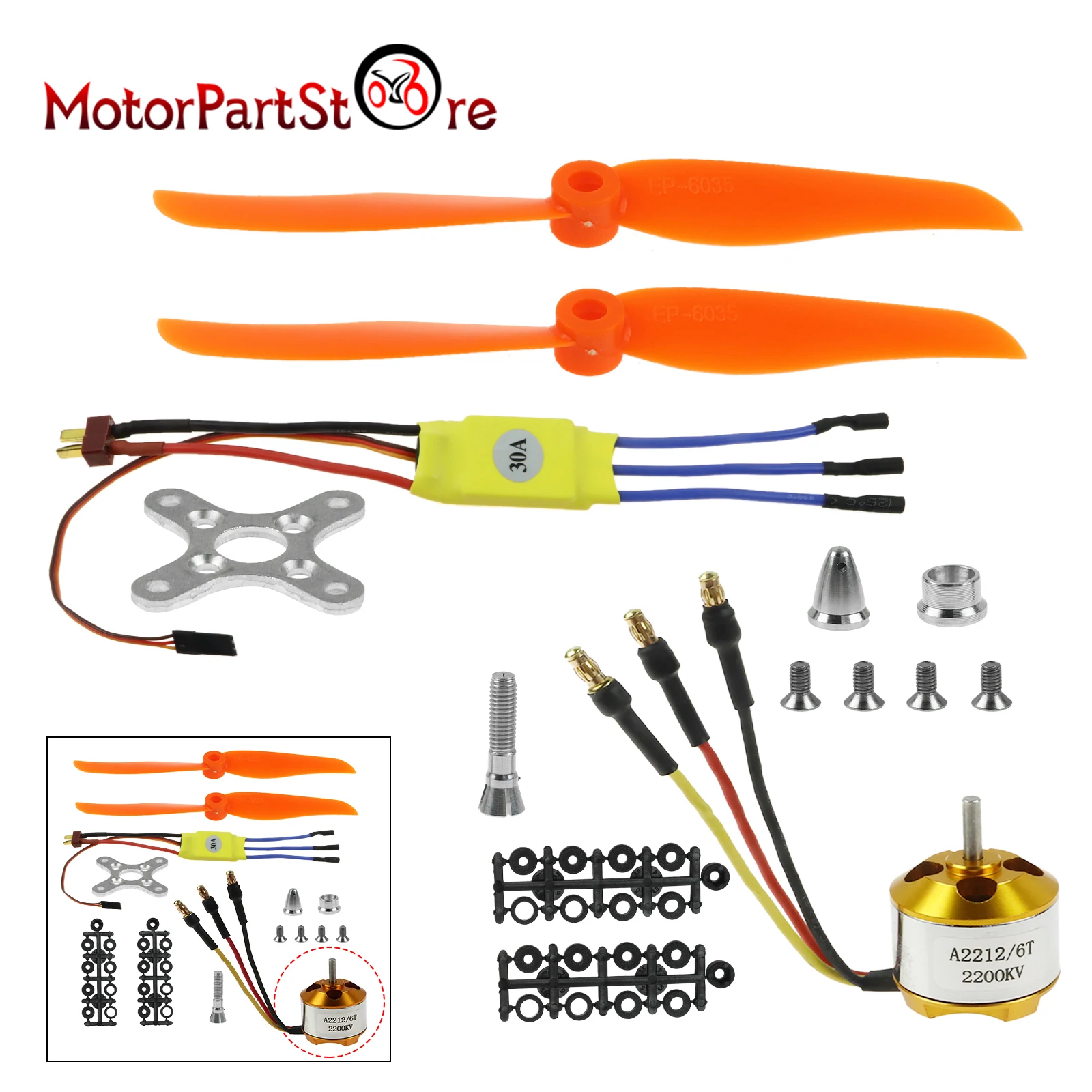 2200KV Brushless Motor 2212-6+Free Mount for RC Plane Helicopter+30A ESC Detect Propeller
2200KV Brushless Motor 2212-6+Free Mount for RC Plane Helicopter+30A ESC Detect Propeller