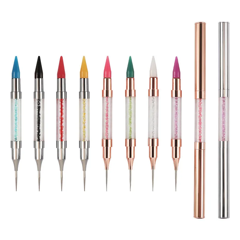 

Dual-ended Nail Art Dotting Pen Crayon Rhinestone Crystal Picker Metal Handle Dazzling Color Wax Pencil Manicure Tools