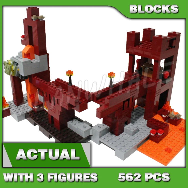 

562pcs Game My World The Nether Fortress Fire Bridge Glowstone Zombie 10393 Building Blocks Sets Compatible With Model