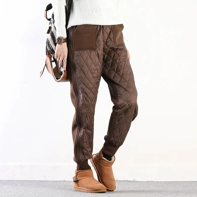 Thicken Sweatpants Streetwear Winter Warm Black Pants Women Fashion Patchwork Zipper Elastic Waist Windproof Casual Cotton Pant 
Thicken Sweatpants Streetwear Winter Warm Black Pants Women Fashion Patchwork Zipper Elastic Waist Windproof Casual Cotton Pant