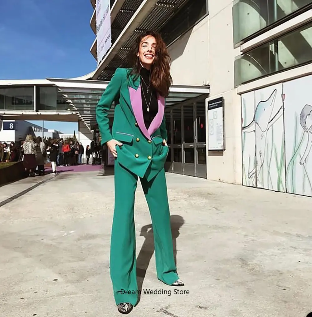 2 Piece Green Women Blazer Pant Office Pink Peaked Lapel Simple Suit Double Breasted Formal Women's Evening Prom Dress Custom 
2 Piece Green Women Blazer Pant Office Pink Peaked Lapel Simple Suit Double Breasted Formal Women's Evening Prom Dress Custom