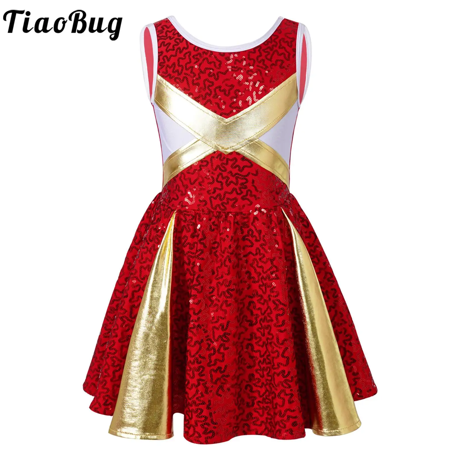 Kids Girls Sparkling Sleeveless Modern Contemporary Dance Dress Shiny Sequins Contrast Color Cheerleading Dress for Stage Show
Kids Girls Sparkling Sleeveless Modern Contemporary Dance Dress Shiny Sequins Contrast Color Cheerleading Dress for Stage Show