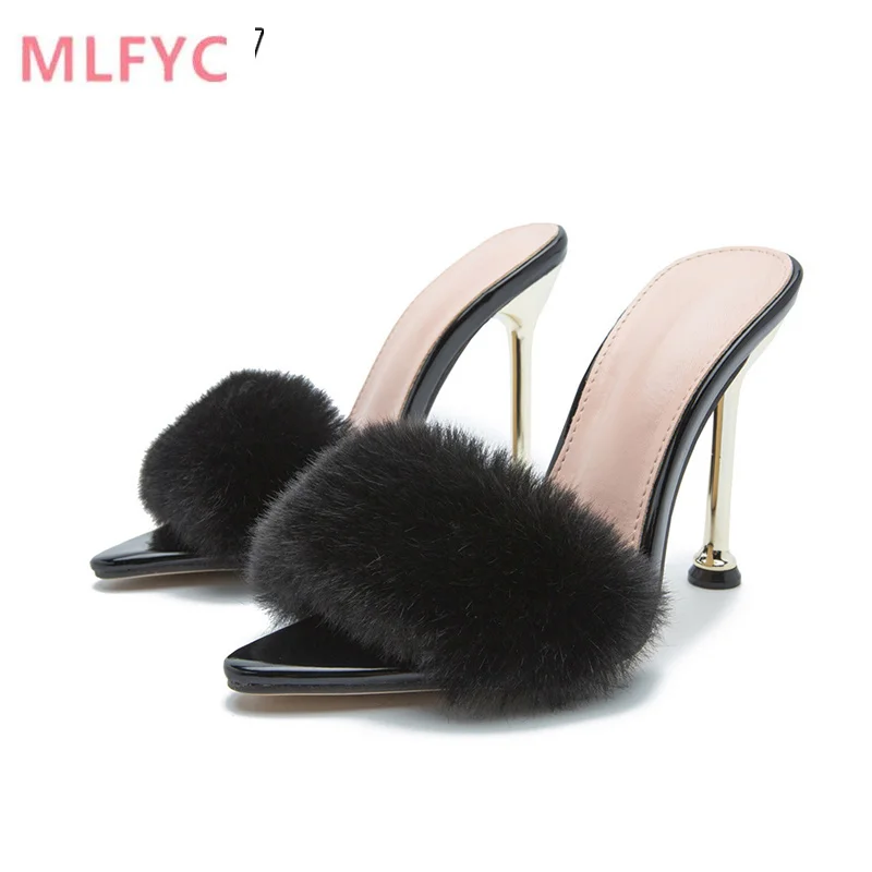 Women slippers Faux Fur Strappy Mule high heels Slippers Sandals flip flops Pointed toe Slides Party shoes Woman pumps
Women slippers Faux Fur Strappy Mule high heels Slippers Sandals flip flops Pointed toe Slides Party shoes Woman pumps