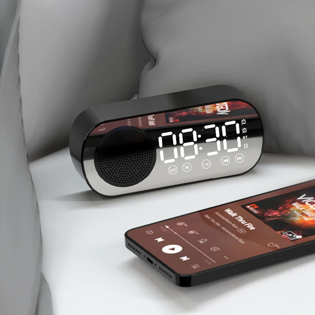 Portable Bluetooth Speaker Mini Wireless LED Mirror Digital Alarm Clock Radio FM Large Display Battery Bedroom Livingroom Office
Portable Bluetooth Speaker Mini Wireless LED Mirror Digital Alarm Clock Radio FM Large Display Battery Bedroom Livingroom Office