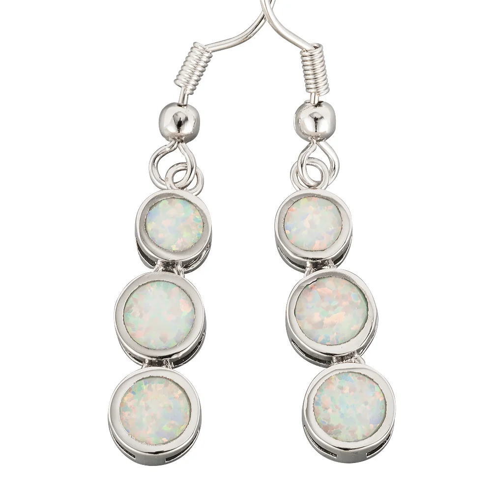 KONGMOON 3 Round White Fire Opal Silver Plated Jewelry for Women Dangle Drop Earrings
KONGMOON 3 Round White Fire Opal Silver Plated Jewelry for Women Dangle Drop Earrings