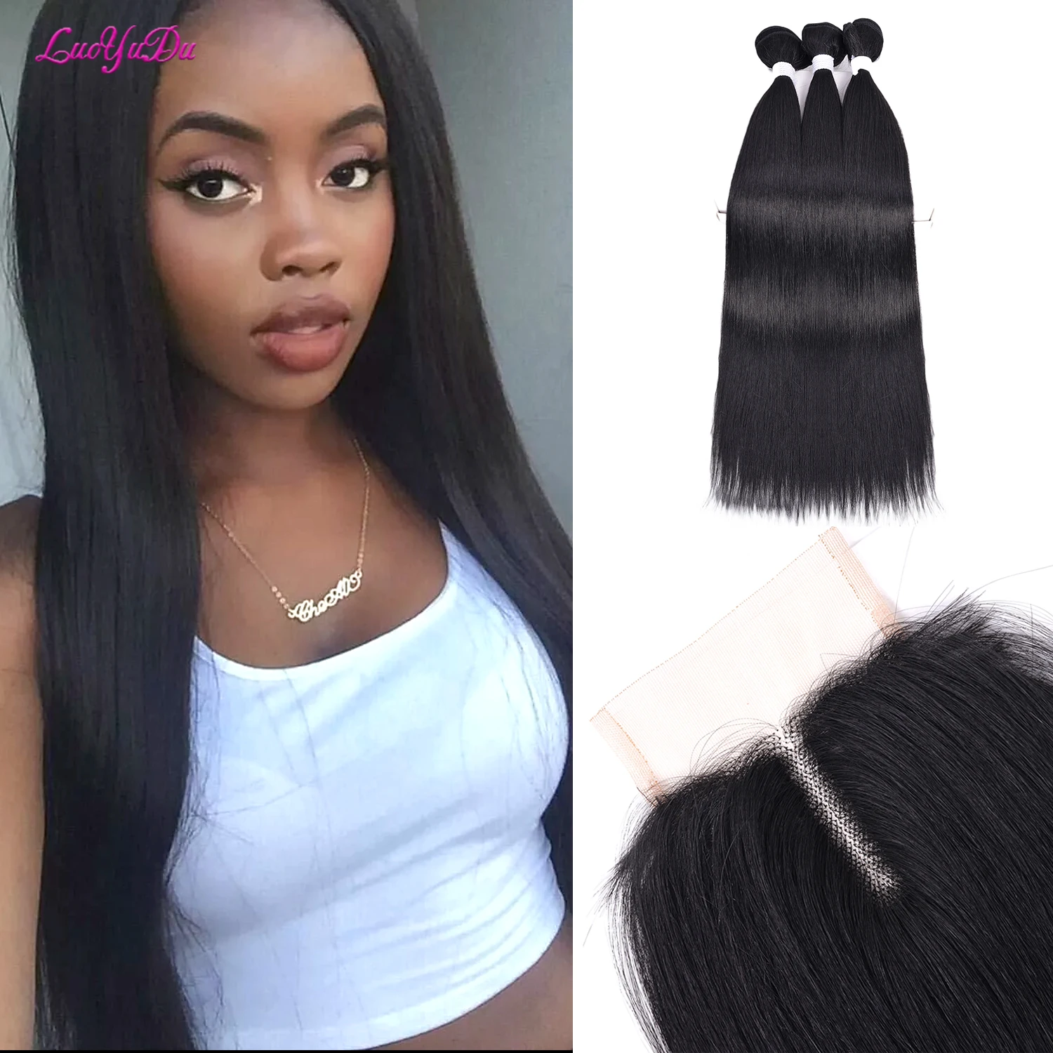 22 26Inch Long Straight Synthetic Hair Bundles With Closure Organic Hair Weaving With 4×4 Lace Frontal Hair Extensions For Women
22 26Inch Long Straight Synthetic Hair Bundles With Closure Organic Hair Weaving With 4×4 Lace Frontal Hair Extensions For Women