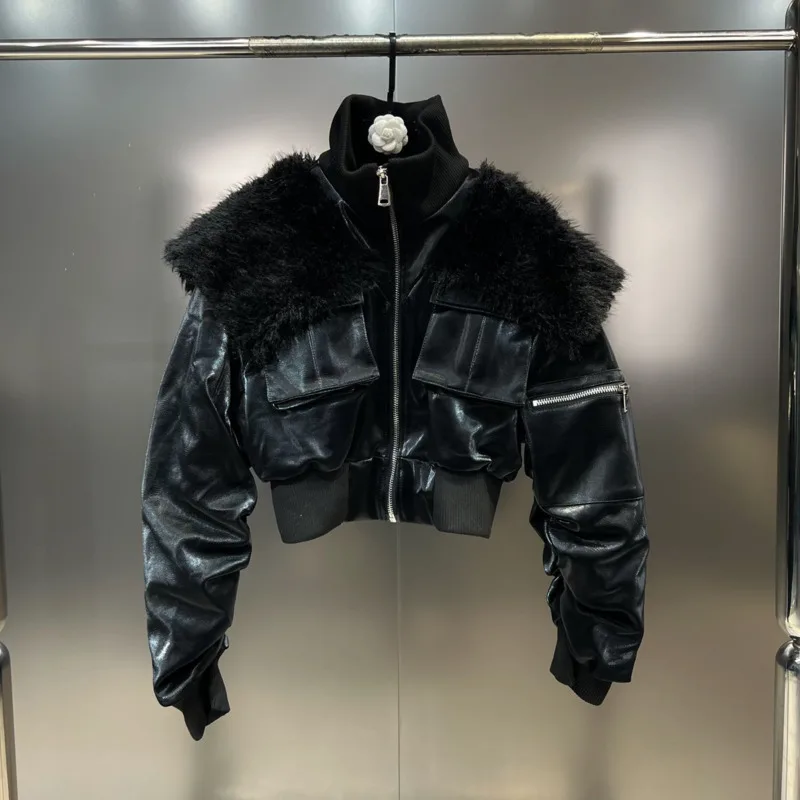 PREPOMP 2023 зимняя новая коллекция воротник из искусственного меха молния Водолазка яркая короткая куртка из искусственной кожи женское хлопковое пальто GM305 
PREPOMP 2023 зимняя новая коллекция воротник из искусственного меха молния Водолазка яркая короткая куртка из искусственной кожи женское хлопковое пальто GM305