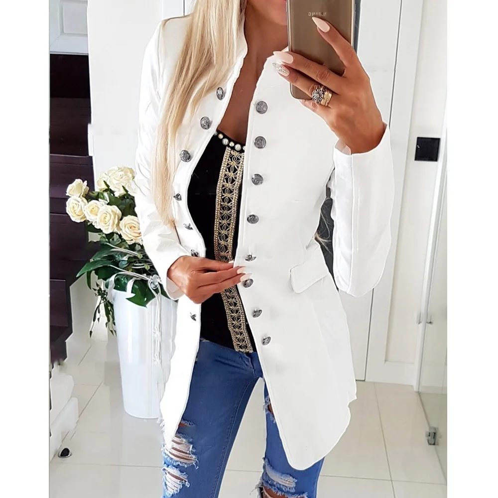 Женское двубортное пальто с длинным рукавом, воротником-стойкой
Женское двубортное пальто с длинным рукавом, воротником-стойкой