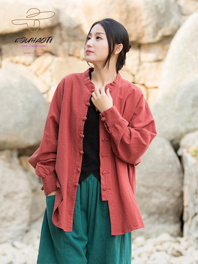 New Cotton Ramie Llax Old Zen Tea Coat Clothes Cardigan Korean Fashion Distressed Women's Shirt Blouses Tops Free Shipping
New Cotton Ramie Llax Old Zen Tea Coat Clothes Cardigan Korean Fashion Distressed Women's Shirt Blouses Tops Free Shipping