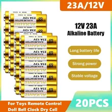 20PCS 12V 23A Alkaline Battery A23 23GA A23S E23A EL12 MN21 MS21 V23GA L1028 GP23A LRV08 For Remote Control Doorbell Dry Cell