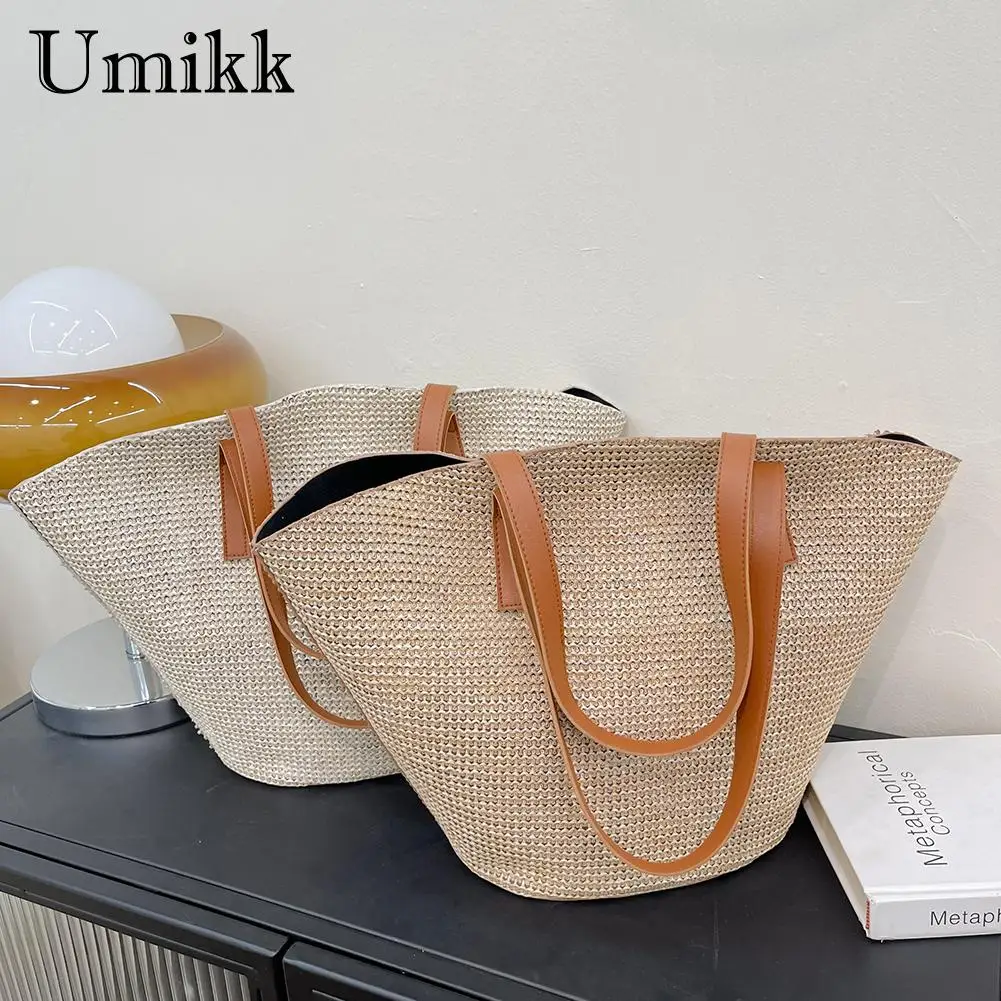 Casual Handmade Straw Bag Portable Shoulder Tote Ladies Holiday Beach Large Capacity Woven Handbag Women Braided Basket Bags
Casual Handmade Straw Bag Portable Shoulder Tote Ladies Holiday Beach Large Capacity Woven Handbag Women Braided Basket Bags