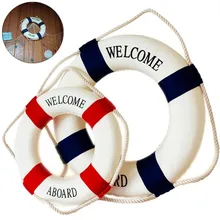 Nautical Style Welcome Decorative Red Blue Life Buoy Home Marine Beach Wall Decoration Life Buoy Crafts Living Room Decoration